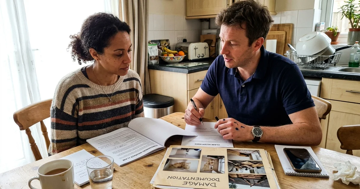 A homeowner reviewing insurance paperwork with an advisor