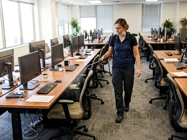 Electrostatic disinfection across an office floor