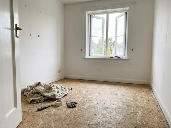 Restored room after biohazard remediation and verification testing