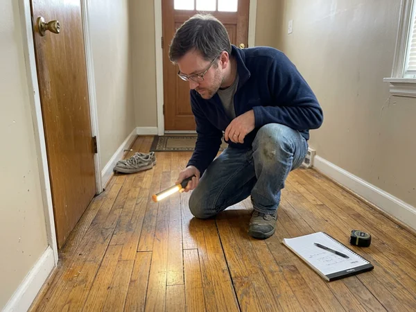 Inspecting flooring seams for fluid strike-through
